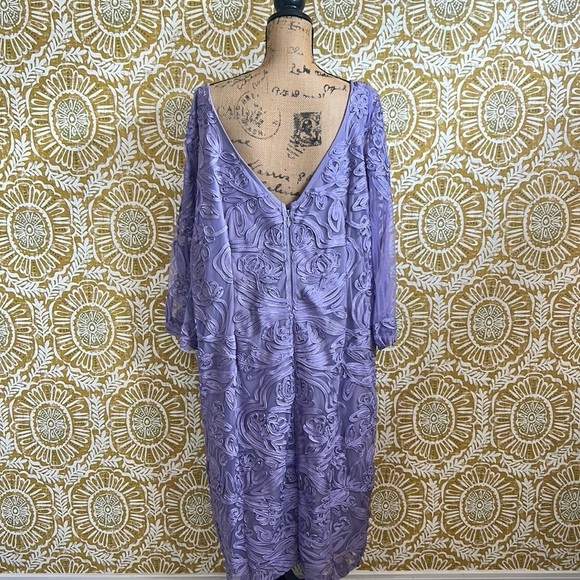 JS Collections Soutache Boatneck Bell Sleeve Cocktail Dress in Royal Sky Sz 22W - Picture 10 of 12